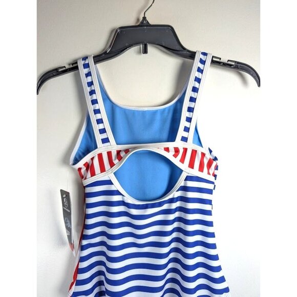 SPEEDO Swimsuit Kid Girls Size 12 One Piece Stripe Chlorine Resistant Summer NEW - Picture 7 of 8